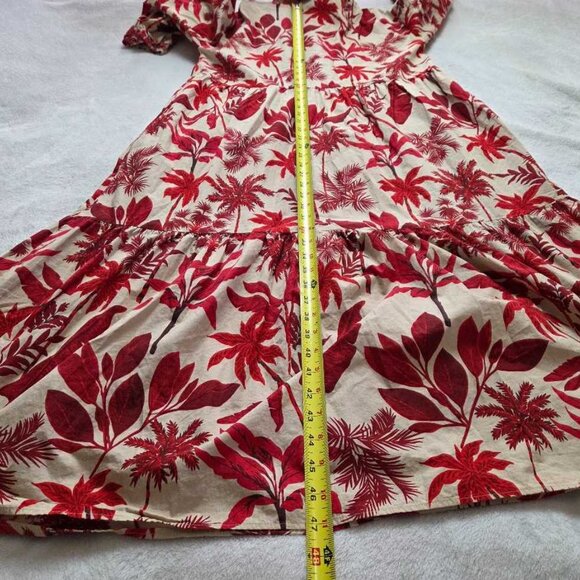 M Maeve x Anthropologie The Bettina tiered shirt dress in Red floral - Picture 11 of 11